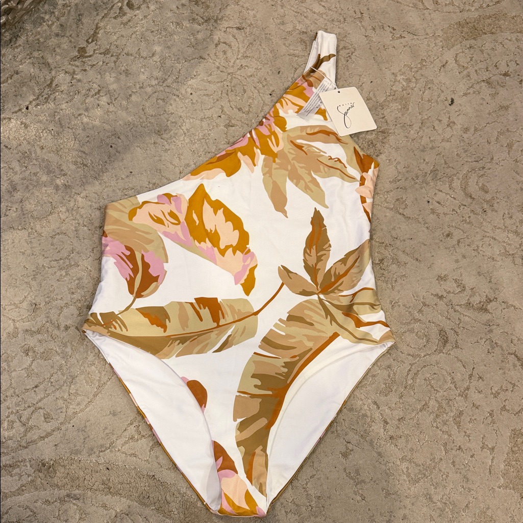 Baiia Elegant One-Shoulder Floral Reversible Women's One Piece Nwt